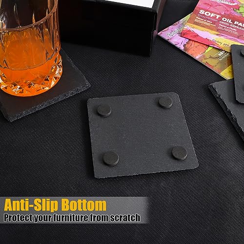 Bottom of slate coaster with protective felt pads