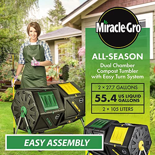 Dual chamber compost tumbler side view