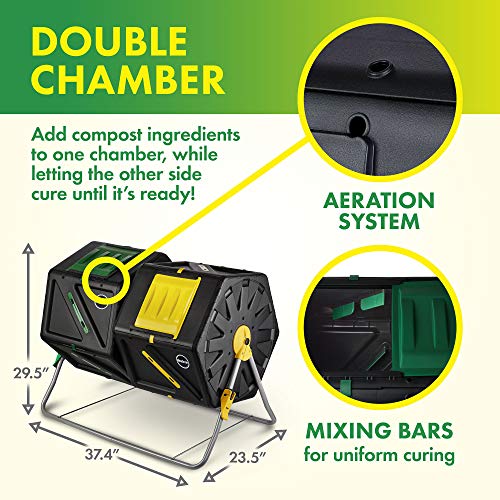 Black rotating compost bin for garden