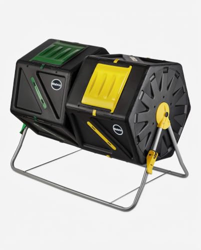 Large Miracle-Gro composter in backyard