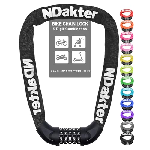 NDakter 5 Digit Combination Bike Chain Lock