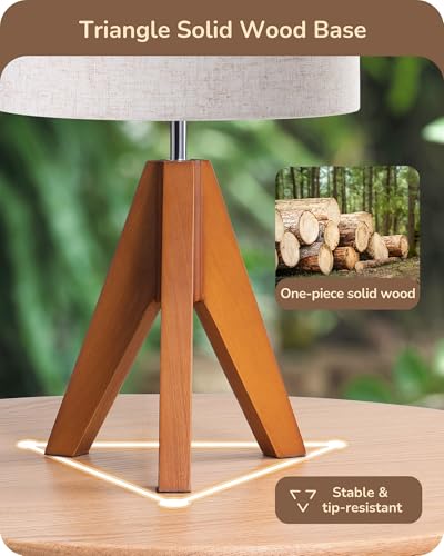 Modern wooden tripod base for 14.2-inch lamp