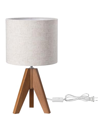 Full dimensions view of the light brown tripod lamp