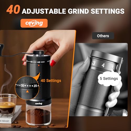 CEVING portable coffee grinder side view