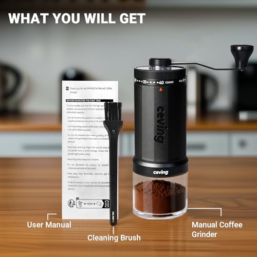 CEVING manual coffee grinder box and accessories