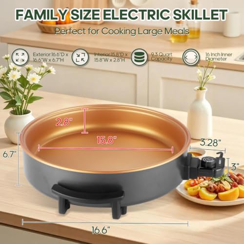 Electric skillet with temperature control dial