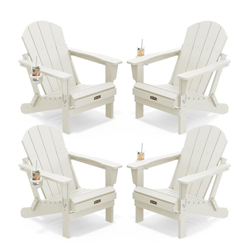 SERWALL Folding Adirondack Chair Set of 4 white