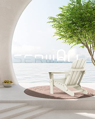 Side view of white SERWALL folding patio chair