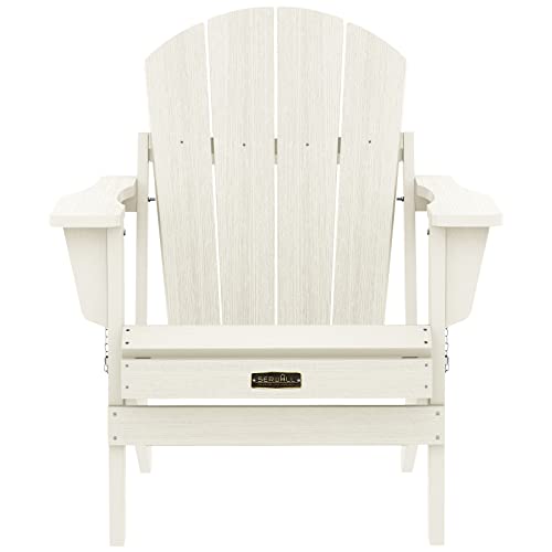 Front view of white SERWALL chair with cup holder