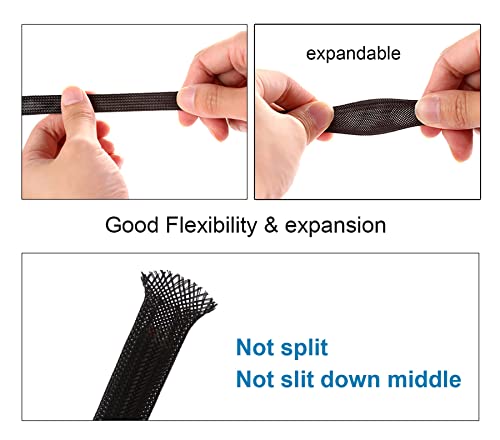 Black PET braided sleeve spool 100ft