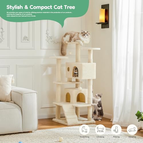Close up of DUMOS cat tree sisal scratching posts