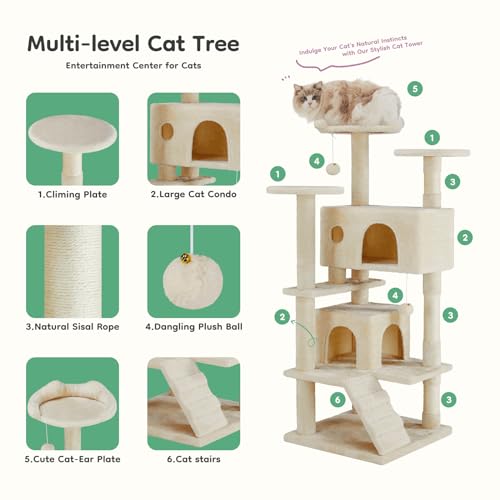 Cozy condos on the DUMOS cat tree tower