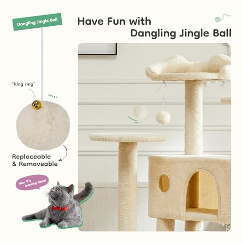 DUMOS cat tree hanging ball toy detail