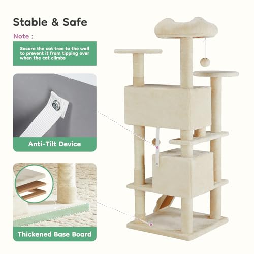 Beige plush fabric on DUMOS cat tower