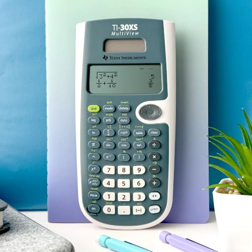 Blue and white TI-30XS calculator keypad