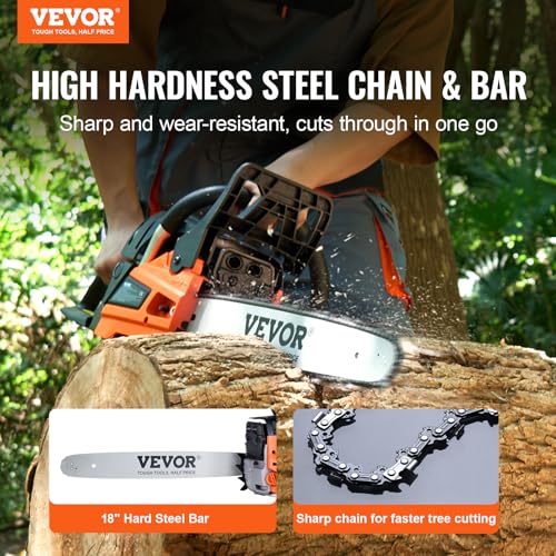 Orange and black VEVOR gasoline chainsaw engine housing