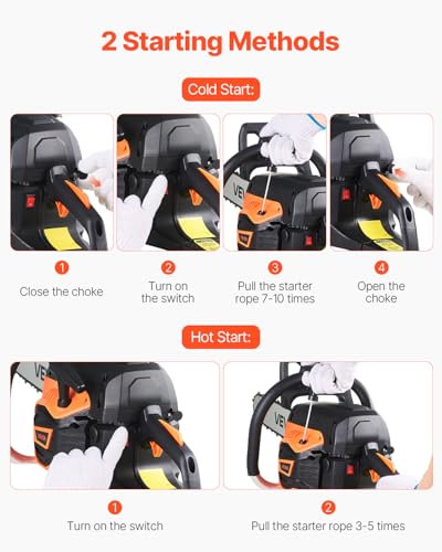 VEVOR chainsaw handle and throttle controls