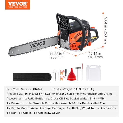 Angled view of VEVOR chainsaw casing