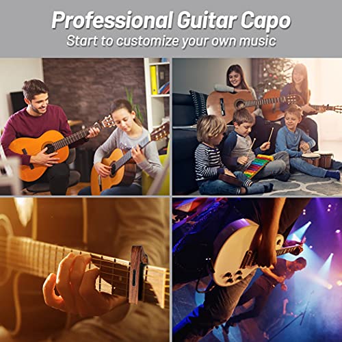Guitar capo with four included picks