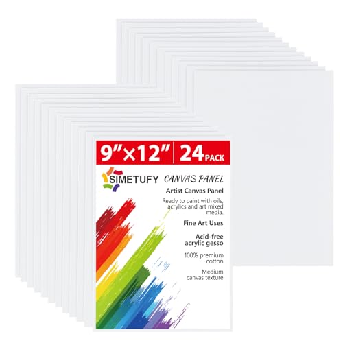 Simetufy 24 Pack 9x12 inch canvas boards stacked