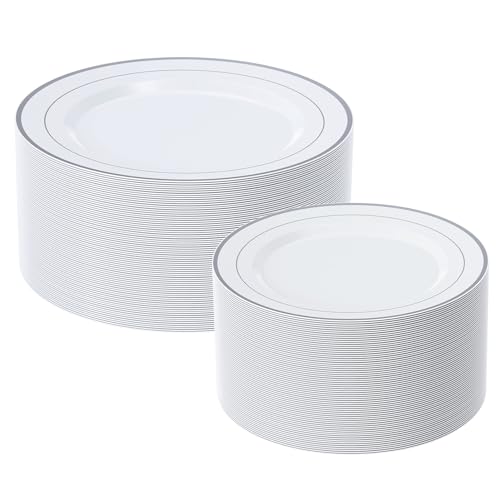 FOCUSLINE silver rim plastic plate set