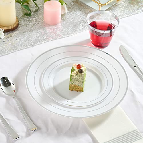 7-inch FOCUSLINE dessert plates with silver rim