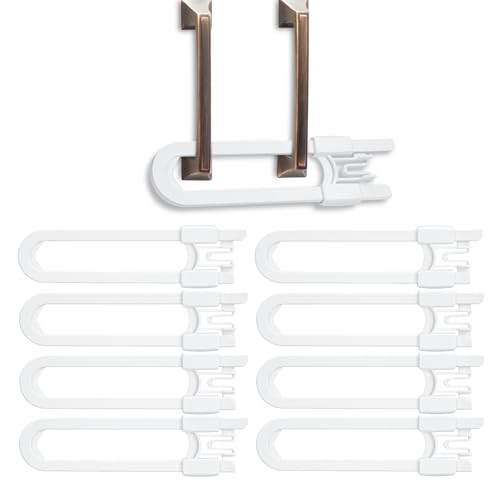 vmaisi 8 Pcs Baby Sliding Cabinet Locks White