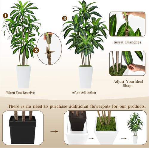 Flydeer artificial tree in white tall planter