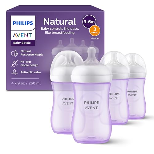 Philips Avent Natural Baby Bottles 9 oz 4-pack in purple