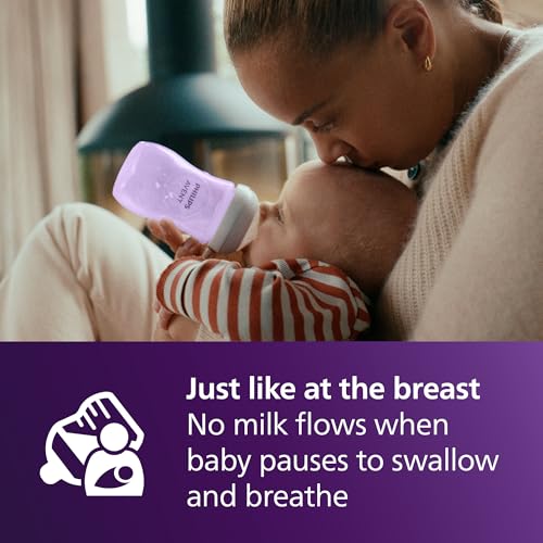 Philips Avent baby bottle showing the purple color design