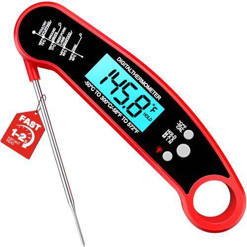 ONFIKY red digital meat thermometer front view