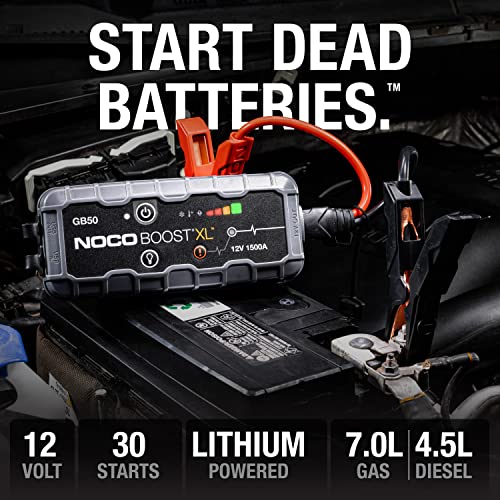 NOCO GB50 jump starter with clamps