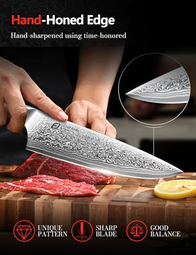 Ergonomic olive wood handle of Emojoy chef knife