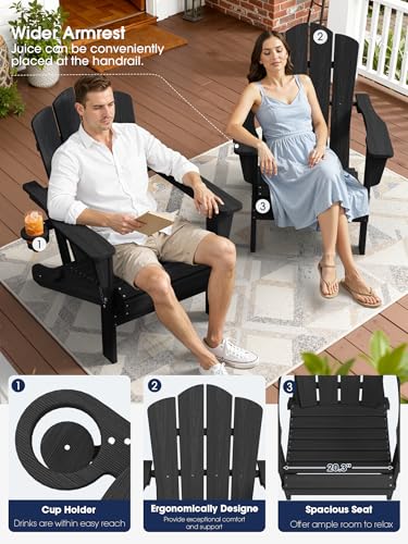 Black KINGYES Adirondack chair side profile