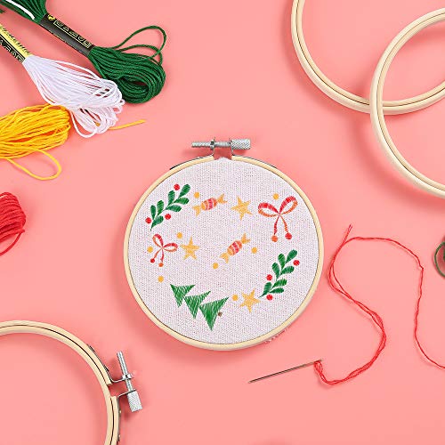12 natural wood embroidery hoops