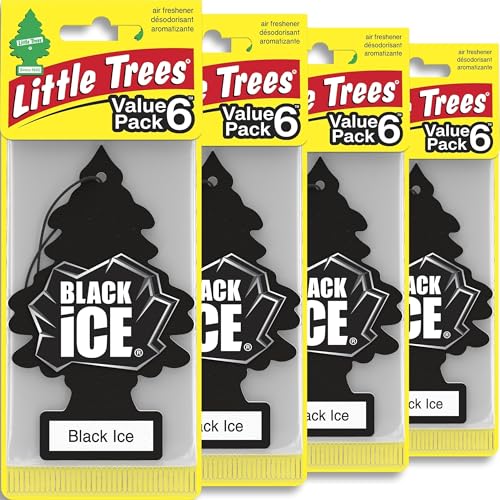 LITTLE TREES Black Ice hanging air fresheners front view