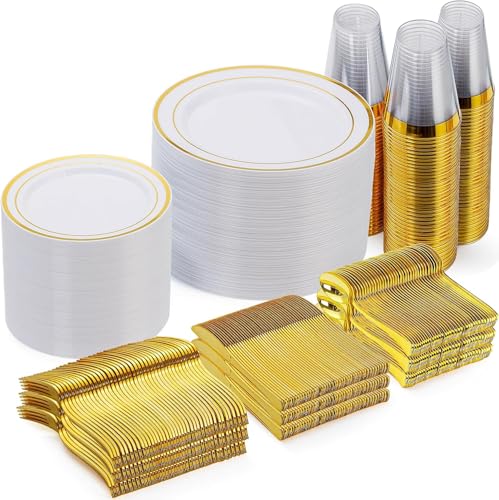 Goodluck 600-piece gold disposable plate set
