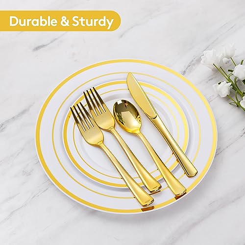 Durable gold plastic plates for events