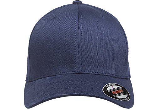 Navy fitted baseball cap side profile
