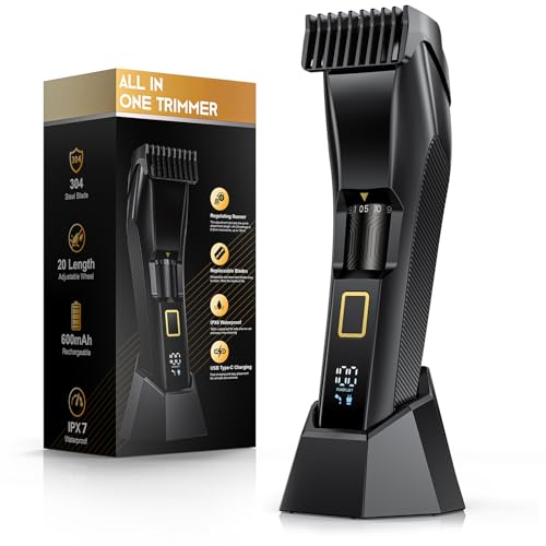 NAUQUOHZ CDHO35 Men's Beard Trimmer black gold front view