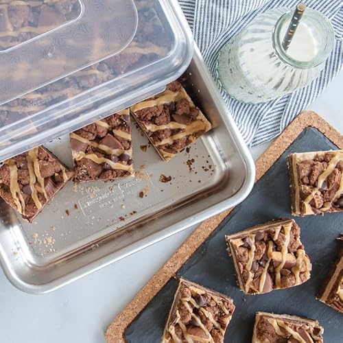 Nordic Ware rectangular cake pan with lid attached