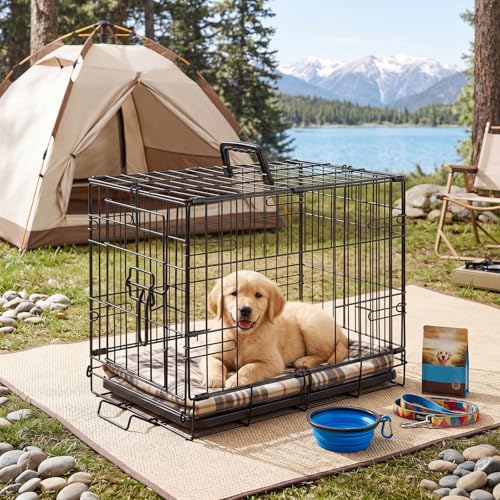 Front view of Sweetcrispy metal dog crate