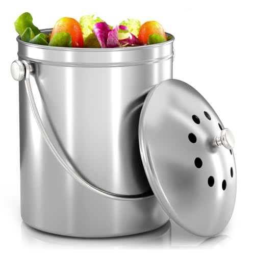 Utopia Kitchen 1.3 Gallon stainless steel compost bin