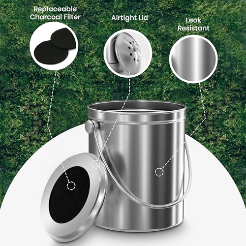 Utopia Kitchen compost bin on a kitchen counter