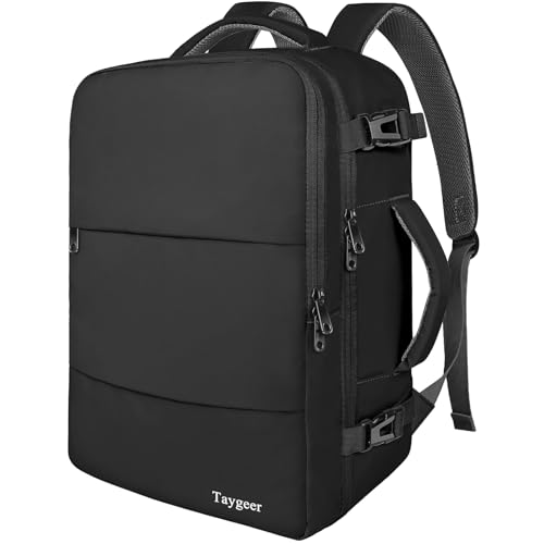 Taygeer Travel Laptop Backpack for Men black front view