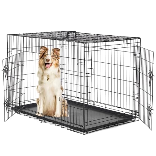 Sweetcrispy 42 inch foldable metal dog crate