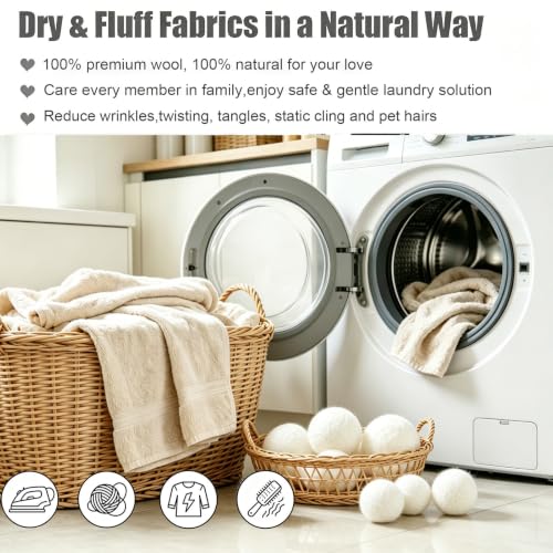 6 pack white wool laundry balls