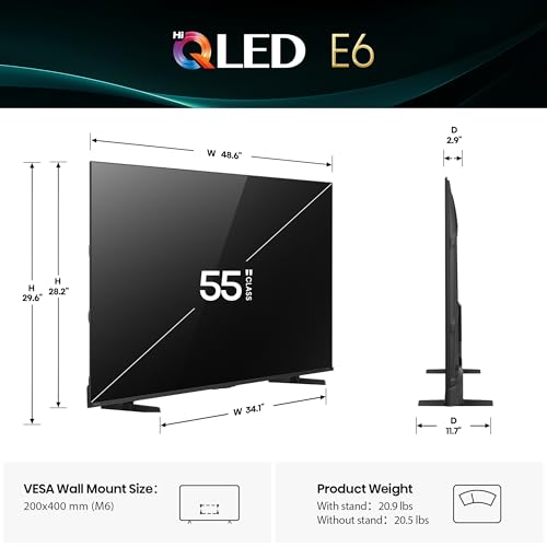 Close up of Hisense 55-inch TV screen bezel