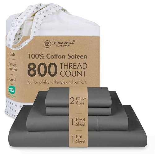 Threadmill 800 Thread Count King Sheet Set in Dark Grey