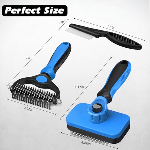 Pet hair removal brush and rake set